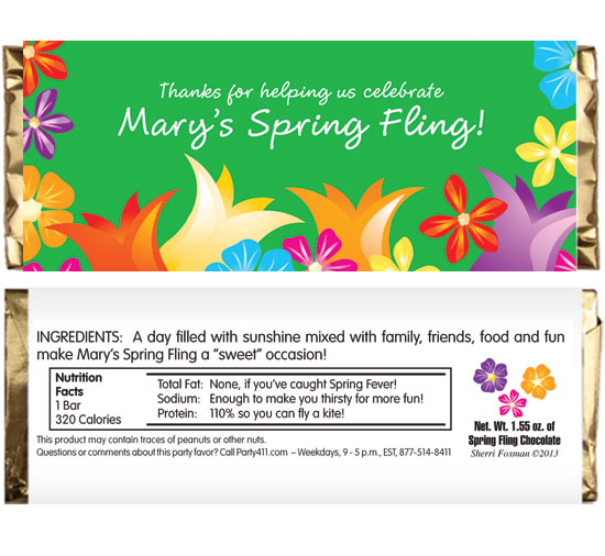 Bright Spring Flowers Theme Candy Bar Wrapper
