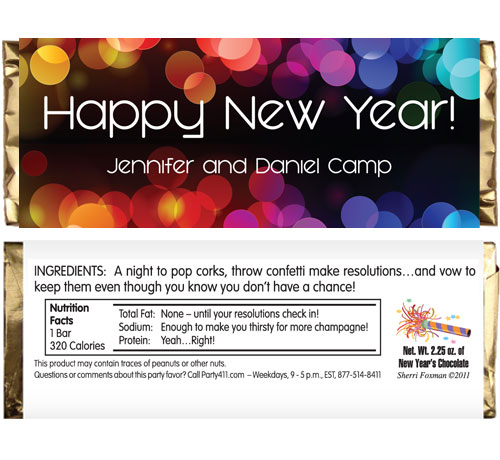 A New Years Colors Theme Candy Bar Wrapper