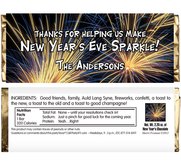 New Years Eve Fireworks Theme Candy Bar Wrapper