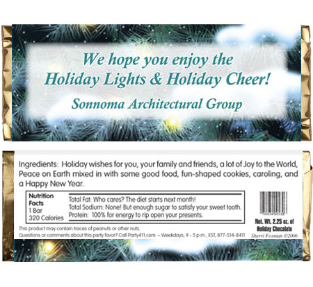 Winter Holidays Theme Candy Bar Wrapper
