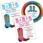 Western baby shower theme invitations and favors