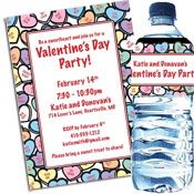 Conversation Hearts theme Valentine's Day party invitations