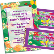Garden party invitations and favors