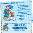 Sports theme graduation party invitations and favors