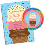 Ice Cream Party Invitations and Favors