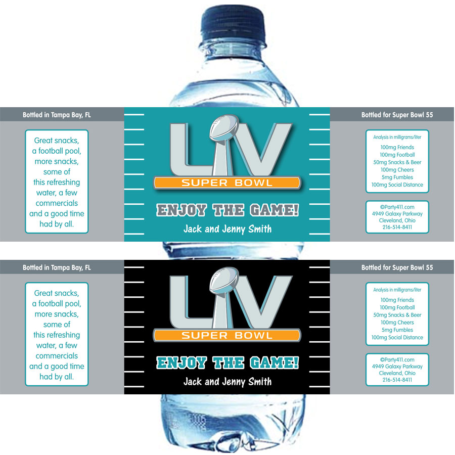 Super Bowl personalized water bottl labels