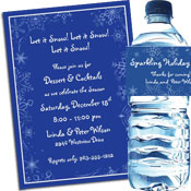 Snow theme winter holidays invitations and favors