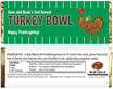 personalized turkey bowl candy bar wrapper