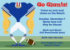 New York Giants Invitation, Personalized Giants Theme Football Party Invitation