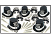Black Tie For 10, New Year's Party Kit, Hats, Noisemakers, Streamers, Tiaras   