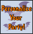 Personalized Halloween Invitations, Candy Bar Wrappers, Water Bottle Labels, Life-sized Cutouts, Personalized Party Favors